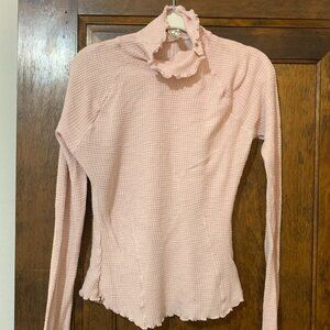 Free people pink skyline thermal pink ribbed ruffle ballet thermal